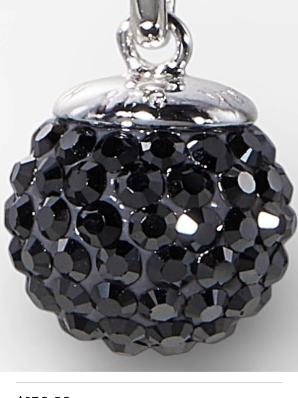 Hillberg & Berk 10mm hematite black sparkle ball pendant. 925 sterling 
NEW